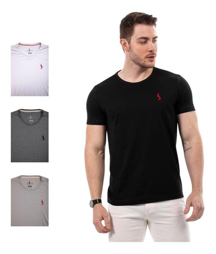 Kit 4 Camisetas Básicas Masculina John Pull Algodão Conforto