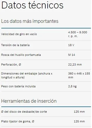 Bosch Pulidora Angular Gws 18v-125sc