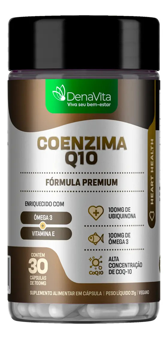 Coenzima Q10 Com Ômega 3 Vegetal E Vitamina E - Denavita Coenzima Q10 60 Cápsulas