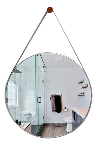 Espelho Adnet Alça De 30cm Decorativo + Suporte Branco Gelo