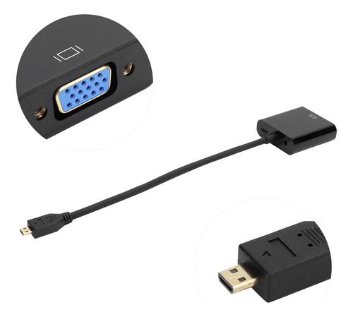 1080p Micro Hdmi A Vga Video Convertidor Adaptador Usb Audio