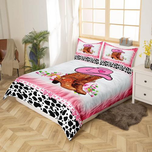 Conjunto De Cama Feelyou Rosa Vaca Menina Decoração Ocidenta