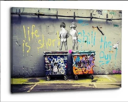 Cuadro Banksy En Canvas Artistico 80x110 Art Life Grafitti