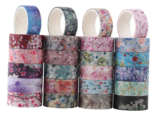 24 Rollos De Patrón Floral 6.56 Pies Washi Tape Set