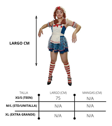 Disfraz Muñeca De Trapo Clasico Con Accesorios Dama