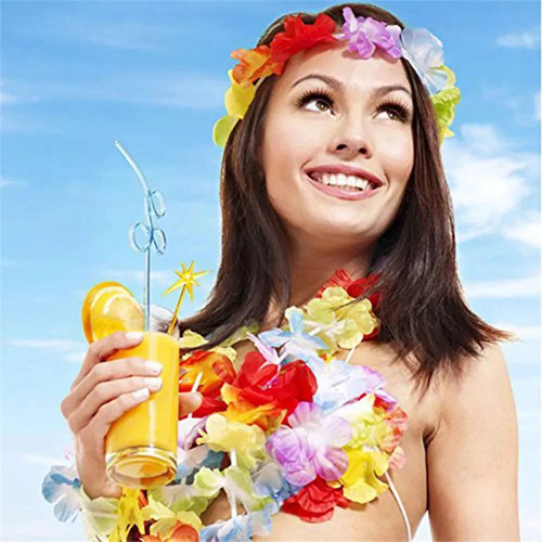 Set De Falda Hawaiana De Hula Para Fiesta De Disfraces.