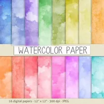 Comprar Kit Imprimible  Watercolor Papers 02 - 16 Fondos