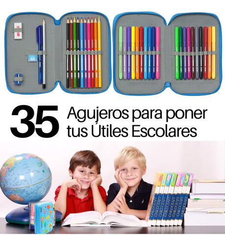 Lapicera Organizadora Colores Lápices Doble Compartimiento