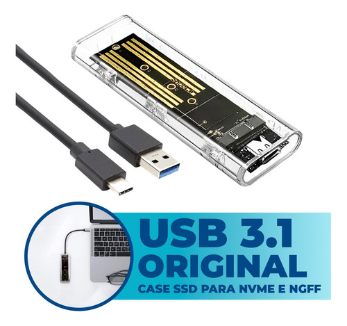 Caja Ssd M.2 Nvme Y Sata Ngff Pcie P/usb 3.1 Con Cajón De