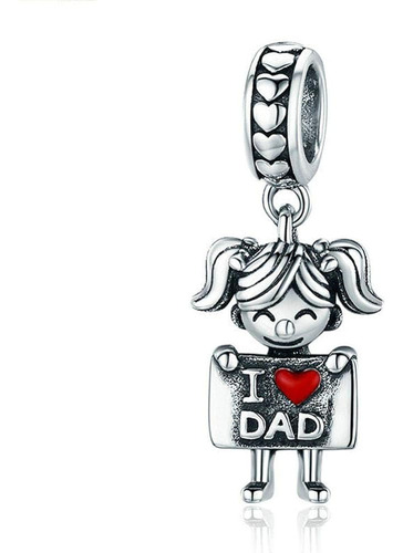 Lamoony I Love Dad Charm 925 Sterling Silver Girl Charm Chil