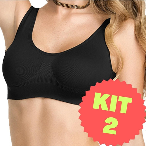 Kit 2 Sutiã Adulto Top Básico Alça Larga Sem Bojo Dia A Dia