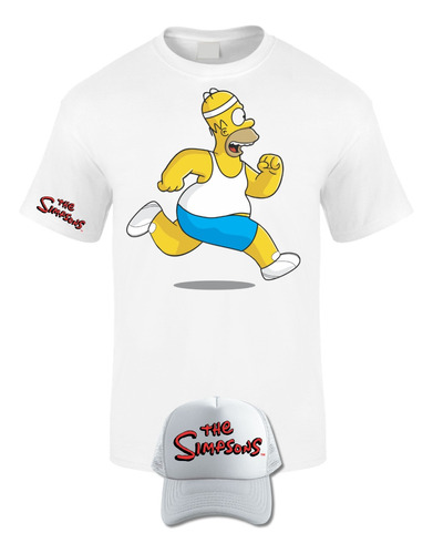 Camiseta Manga Corta Homero Simpson Fitness Obsequio Gorra 