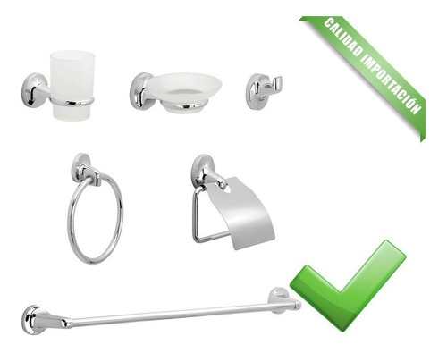 Set Kit Accesorios Para Baño 6 Piezas Cromo 8000 Fiting Shop