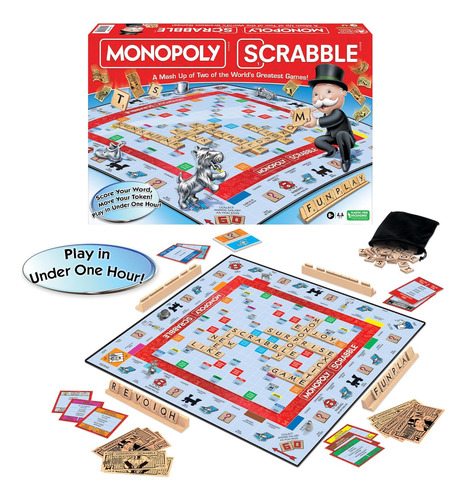 Monopoly Scrabble Game, Juega En Menos De Una Hora, Puntú...