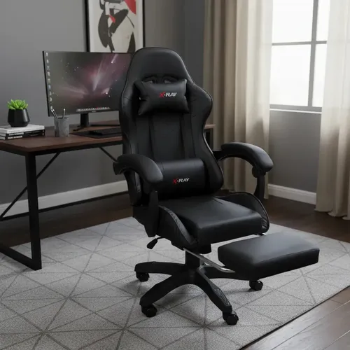 Cadeira Gamer Reclinável X-Ray Fit Preta Ergonômica com Apoio para Pés
