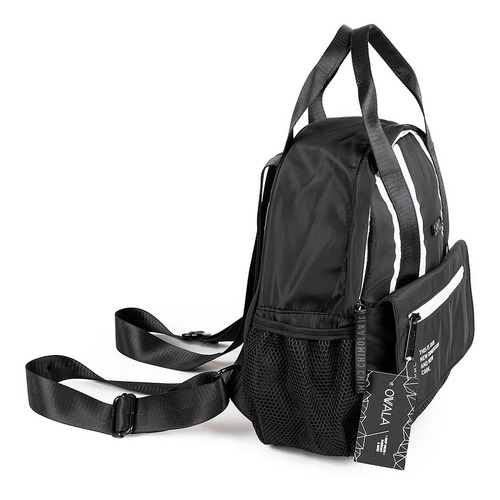 Imagen 5 de 7 de Mochila Negra Mujer Urbana Chimola Bolsillos