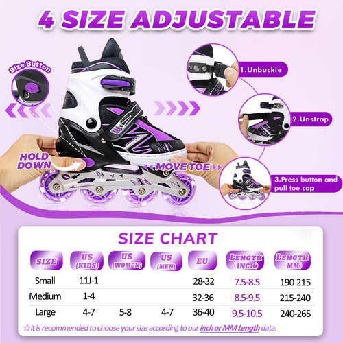 Patines En Línea Ajustables Con Ruedas Iluminadas Para Niños