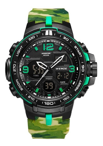 Relógio Masculino Weide Anadigi Wa3j8005 - Verde Camuflado