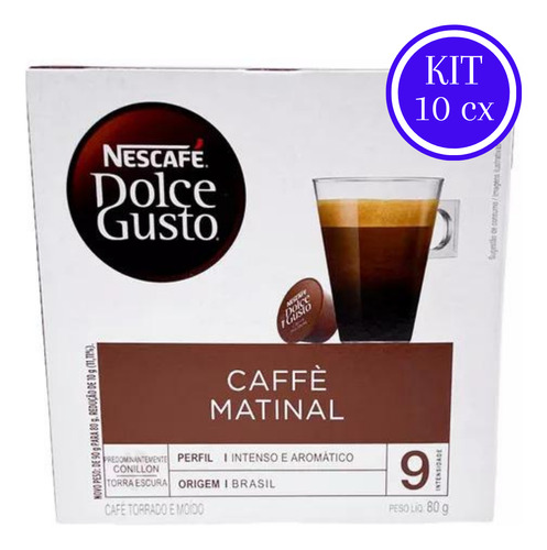 Combo 10 Nescafé Dolce Gusto Café Caffè Matinal 100 Cápsulas