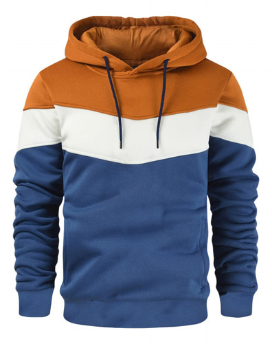 Jaqueta Masculina De Cor Sólida, Manga Comprida, Com Capuz,