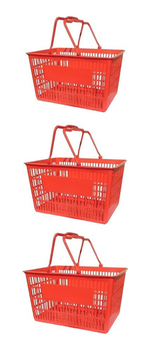 Cesta Canasto De Mano Roja Para Supermercado Set 3 Und