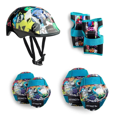 Kit Proteção Infantil Conjunto Capacete Joelheira Cotovelo