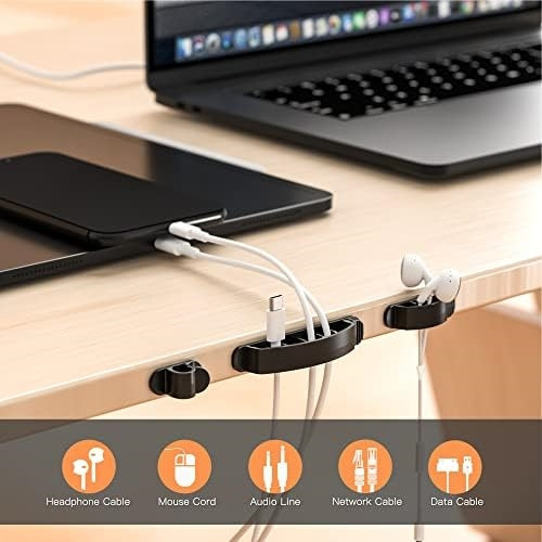 Caja De Gestión De Cables, Paquete De 3 Con 16 Clips Para Ca