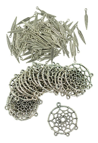 120pcs Colgantes De De Conector De De De Plumas De Plata