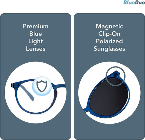 Blue Duo Poet - Premium Round Blue Light Blocking Glasses Wi