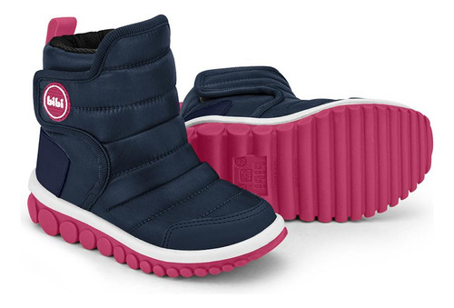 Bota Infantil Bibi Roller 2.0 Drop Azul Marinho Com Rosa