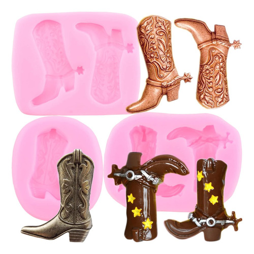 Moldes De Silicona Botas 3d Cowboy Moldes De Fondant De...