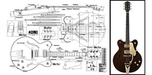 Plan Of Gretsch Country Classic - Guitarra Eléctrica (...