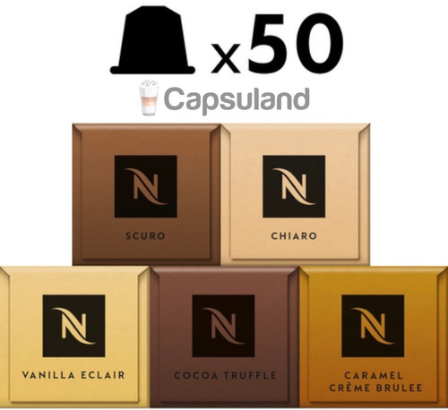 50 Capsulas Cafe Nespresso Vainilla Caramel Cacao + Barista