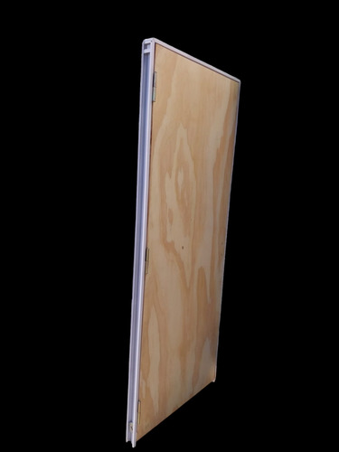 Combo Puerta Placa Pino Js Marco Aluminio + Ventiluz 40x30 80 Derecha