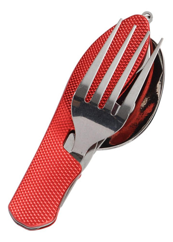 Utensilios Para Acampar, Cuchillo, Cuchara, Tenedor, Rojo