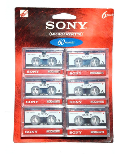 Sony Microcasette 60 Min Virgen Audio 6 Unidades Sellado