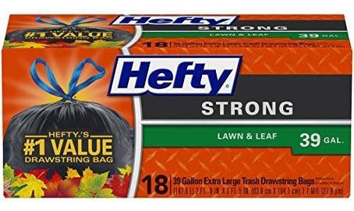 Hefty Lawn Fuerte Y Grande De La Hoja Bolsas De Basura, 39 G