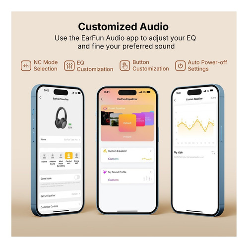 Audífono Earfun Tune Pro Bluetooth 5.4 120h Hi-res Audio Anc