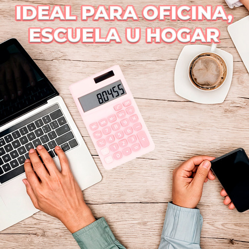 Calculadora Solar Ecológico Pequeña Portátil 8 Digitos Lcd Color Rosa Ele-Gate