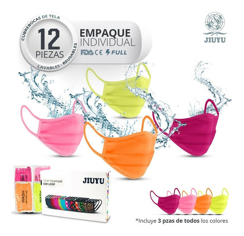 Imagen 1 de 7 de Cubrebocas De Tela Colores Jiuyu, Lavables Reutilizables