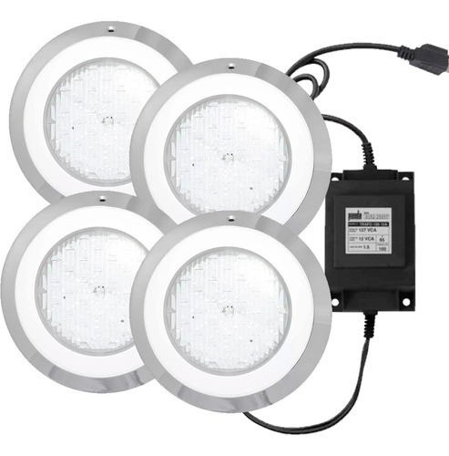 Lampara Led Para Piscina Deluxe 9  7w 12vca 4 Piezas Y Tansf