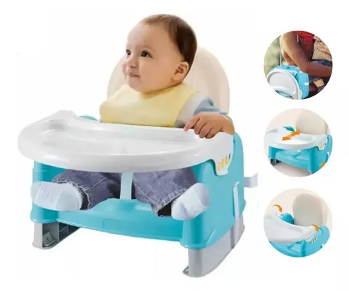 Silla Bebé Para Comer Comedor Portátil Alzador Celeste Niño