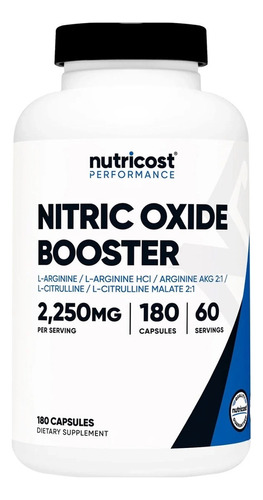 Nutricost Oxido Nitrico 2250 Mg 180caps Nitric Oxide Booster Sabor Sin Sabor