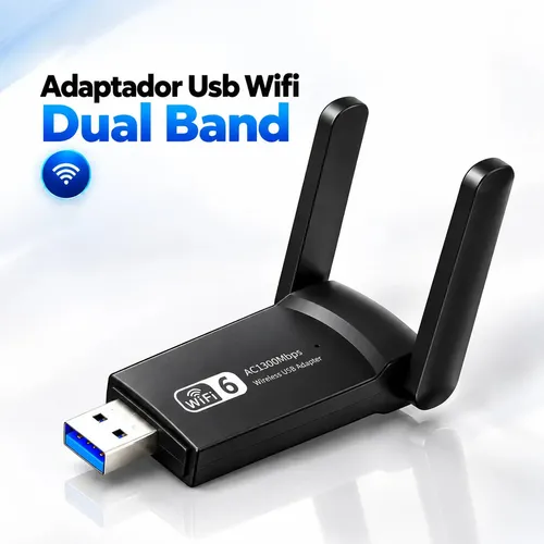 Adaptador Wi-Fi Davely para Computador e Notebook USB 3.0 Dual Band 2.4/5 GHz com Ethernet Gigabit Com 2 Antenas Sinal Potente