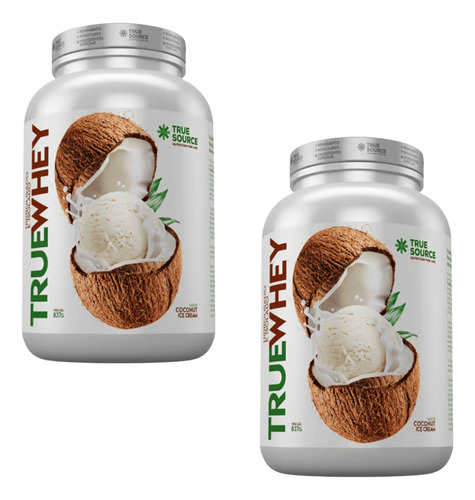 2x True Whey Coconut 837g Isolado E Hidrolisado - Truesource Sabor Coconut Ice Cream