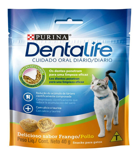 Snack Purina Dentalife Para Gatos Sabor Frango 40g - 1 Unidade