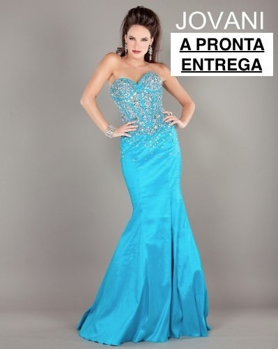 Vestido Jovani Longo Feminino Tafeta Festa Pronta Entrega