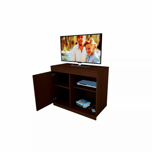 Mueble Mesa Rack Tv Lcd Led 1puerta 2estantes Wengue Living