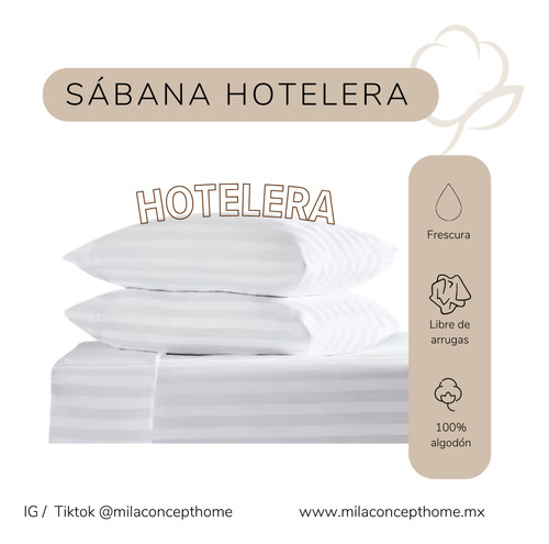 Juego De Sábanas Hoteleras Premium De 300 Hilos Tamaño Queen Size Color Blanco Incluye 1 Sabana 1 Sabana Cubre Colchon 2 Fundas Almohada Marca Mila Home