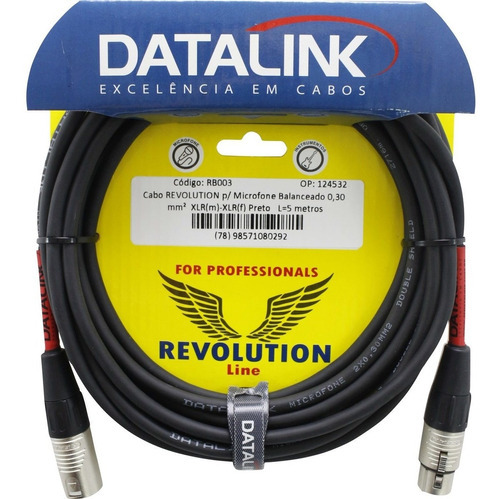 Cabo Microfone Datalink Revolution Silent Xlr Xlr Canon 5m